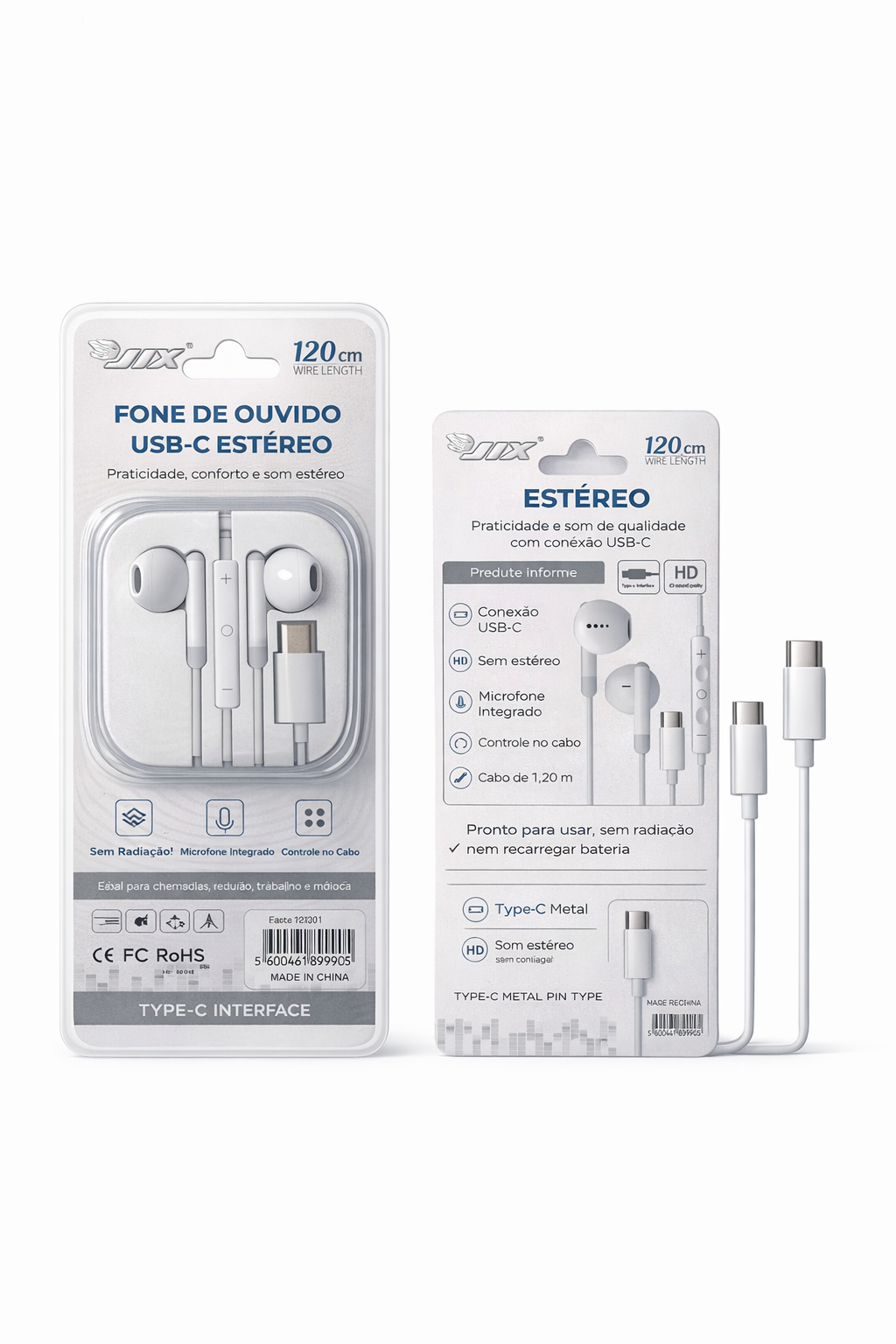 Fone de Ouvido com Fio USB-C Stereo com Microfone – 1,20m