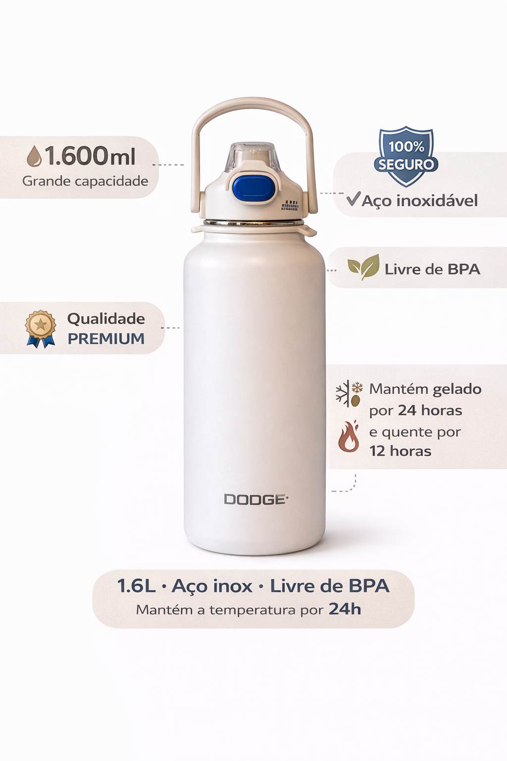 Garrafa Térmica Branca 1.6L